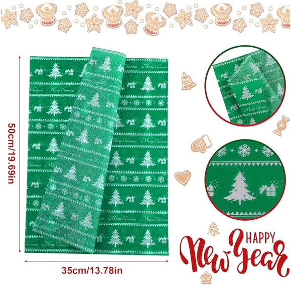🎄 100 sheets of Holiday tissue paper- 19.7 x 13.8 inch - Picture 4 of 8